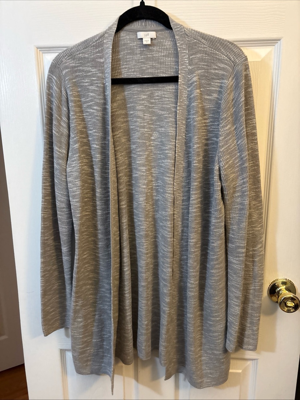 J. Jill Heathered Light Gray Open-Front Cardigan